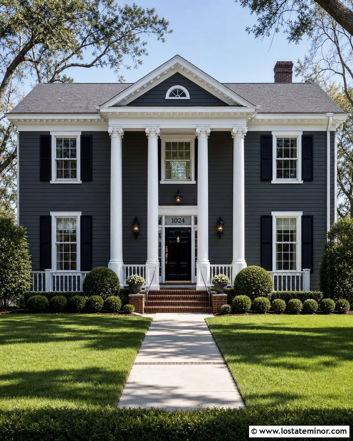 Charcoal Grey House With Numbers In The Transom - 30 Charcoal Grey House Design With House Numbers Ideas