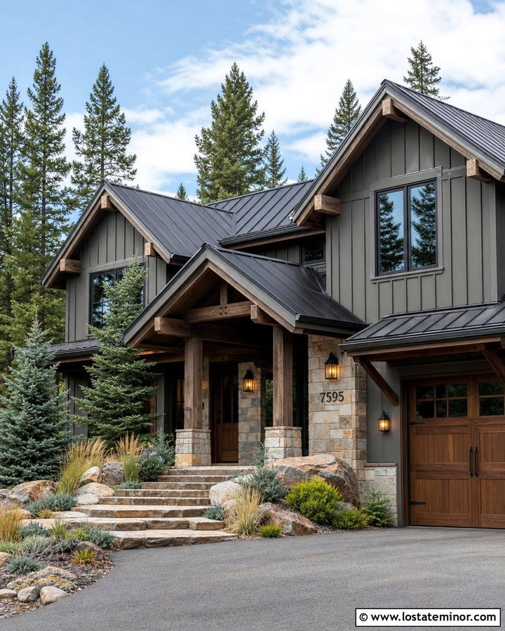 Charcoal Grey House With Numbers On Natural Stone - 30 Charcoal Grey House Design With House Numbers Ideas