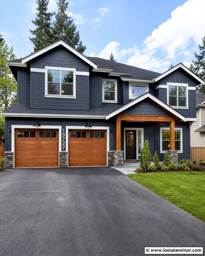 Charcoal Grey House With Numbers On The Garage - 30 Charcoal Grey House Design With House Numbers Ideas