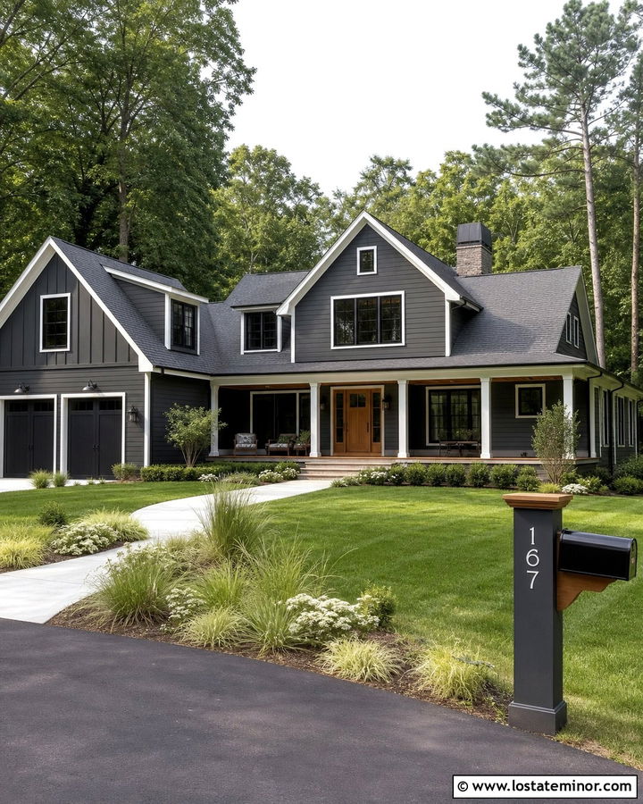 Charcoal Grey House With Numbers On The Mailbox - 30 Charcoal Grey House Design With House Numbers Ideas