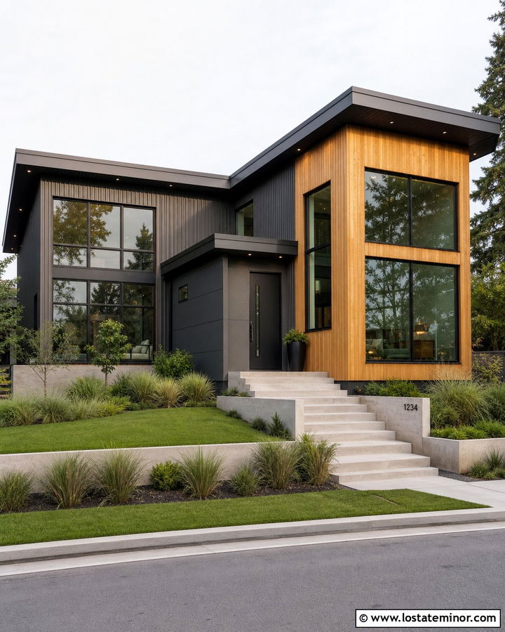 Charcoal Grey House With Oversized Black Windows - 30 Charcoal Grey House Design With Window Frames Ideas