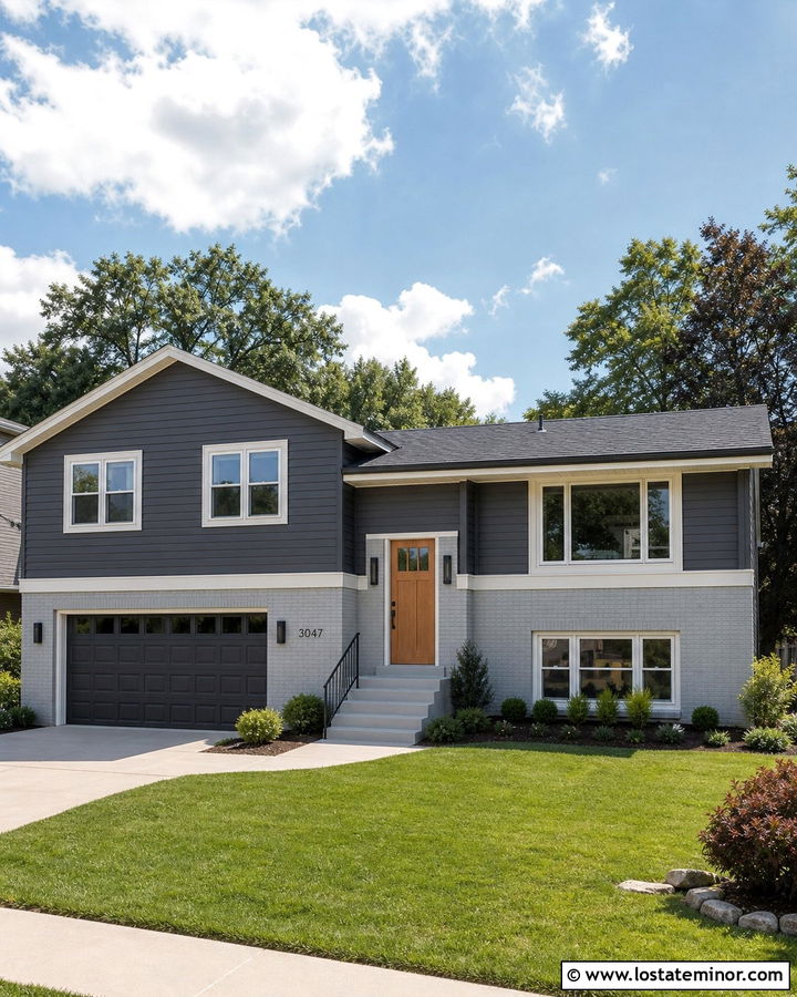 Charcoal Grey House With Painted Grey Brick - 30 Charcoal Grey House Design With Brick Accents Ideas