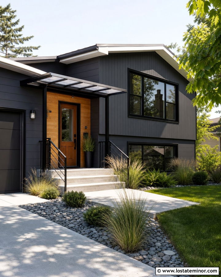Charcoal Grey House With Polycarbonate Awning - 30 Charcoal Grey House Design With Awning Ideas