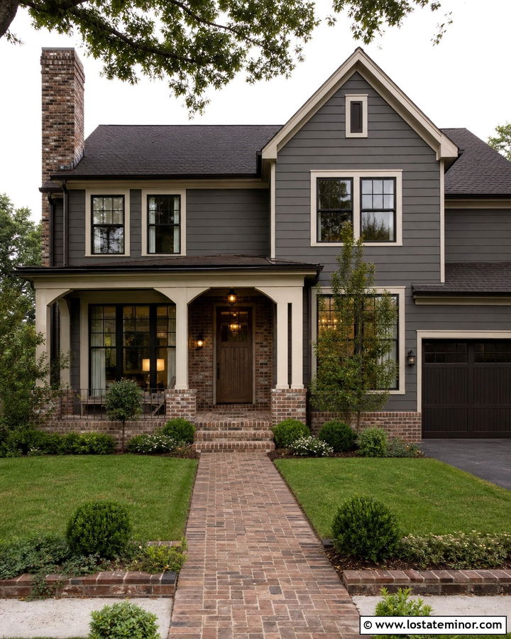 Charcoal Grey House With Reclaimed Brick Accents - 30 Charcoal Grey House Design With Brick Accents Ideas