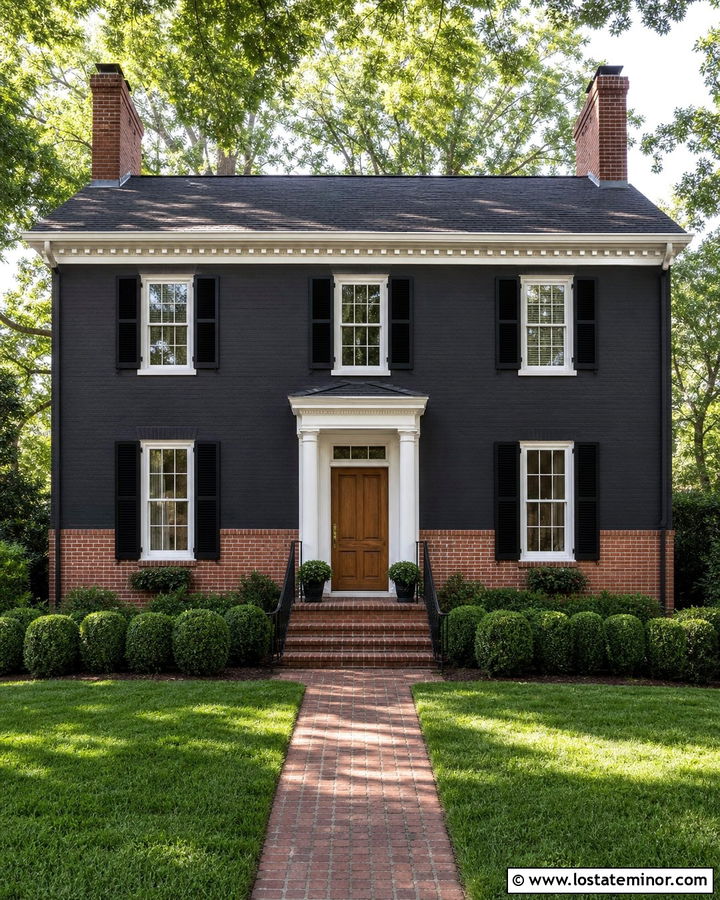 Charcoal Grey House With Red Brick Accents - 30 Charcoal Grey House Design With Brick Accents Ideas