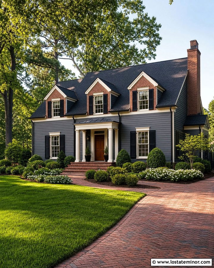Charcoal Grey House With Red Brick Dormers - 30 Charcoal Grey House Design With Dormers Ideas
