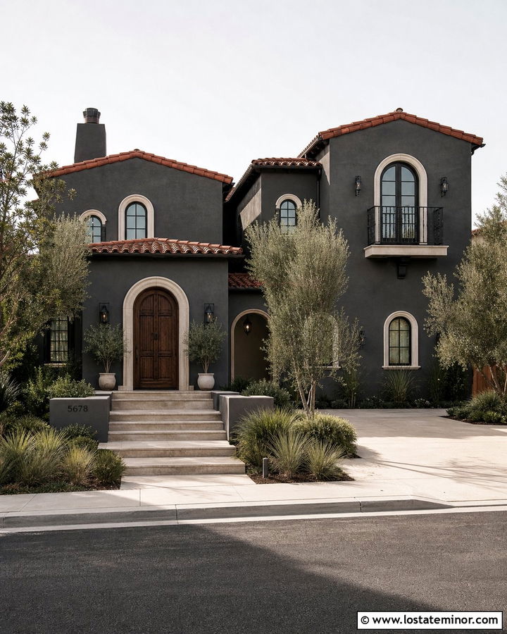 Charcoal Grey House With Red Clay Tile Roof - 30 Charcoal Grey House Design With Roof Ideas