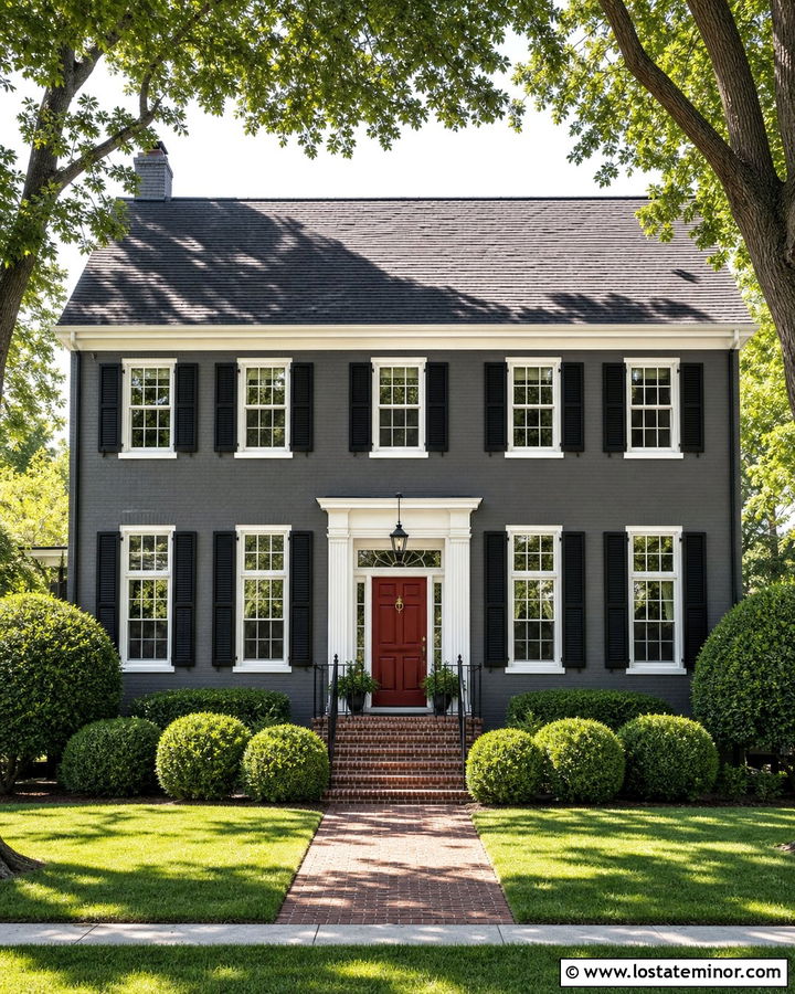Charcoal Grey House With Red Entry Door - 30 Charcoal Grey House Design With Entry Door Ideas