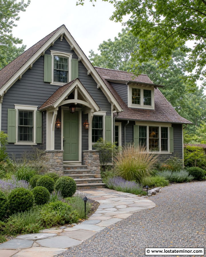 Charcoal Grey House With Sage Green Accents - 30 Charcoal Grey House Design With Accents Ideas