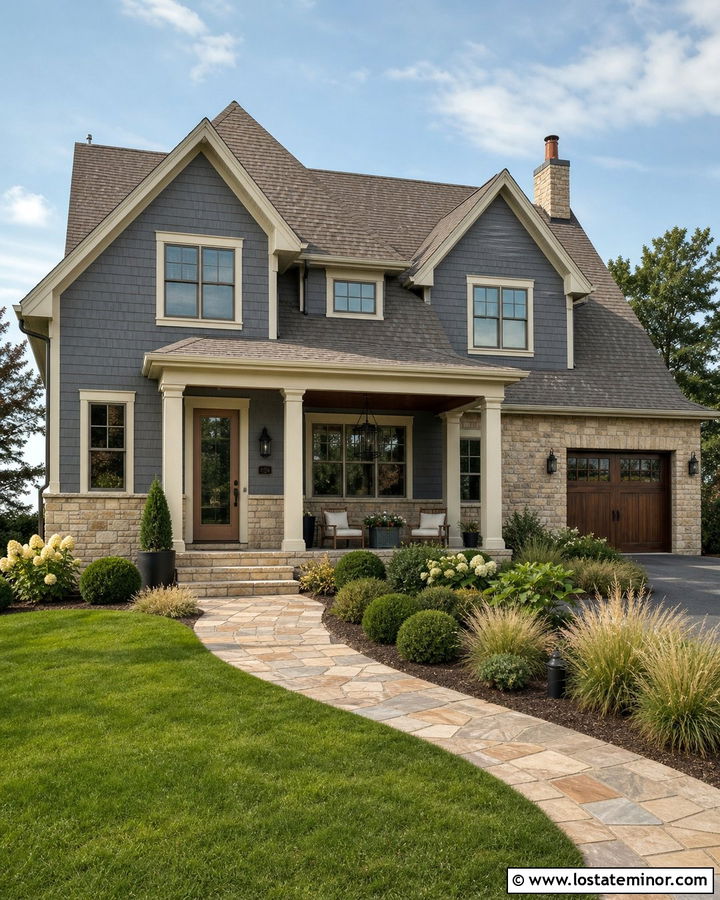Charcoal Grey House With Sandstone Storm Door - 30 Charcoal Grey House Design With Storm Door Ideas