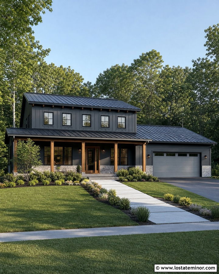 Charcoal Grey House With Shed Roof Dormers - 30 Charcoal Grey House Design With Dormers Ideas