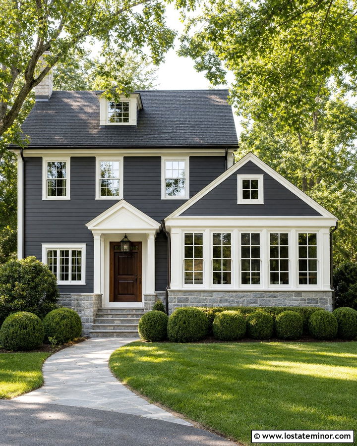 Charcoal Grey House With Shingle Roof Sunroom - 30 Charcoal Grey House Design With Sunroom Ideas