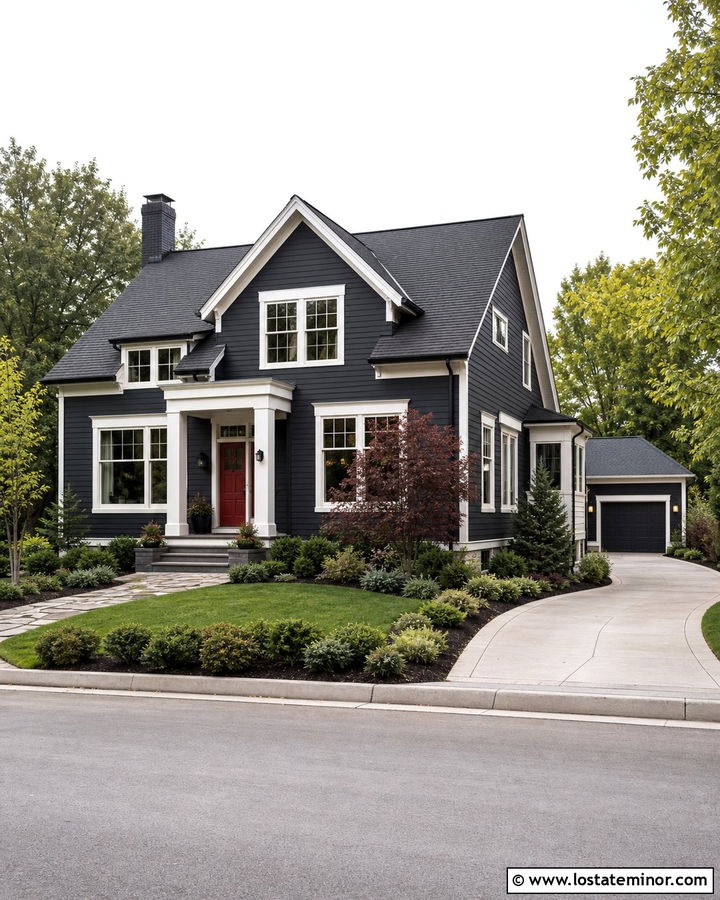 Charcoal Grey House With Side Entry Driveway - 30 Charcoal Grey House Design With Driveway Ideas