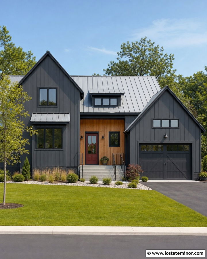 Charcoal Grey House With Silver Metal Roof - 30 Charcoal Grey House Design With Roof Ideas