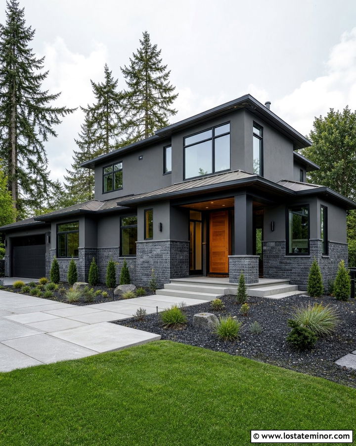 Charcoal Grey House With Slate Wainscoting - 30 Charcoal Grey House Design With Wainscoting Ideas