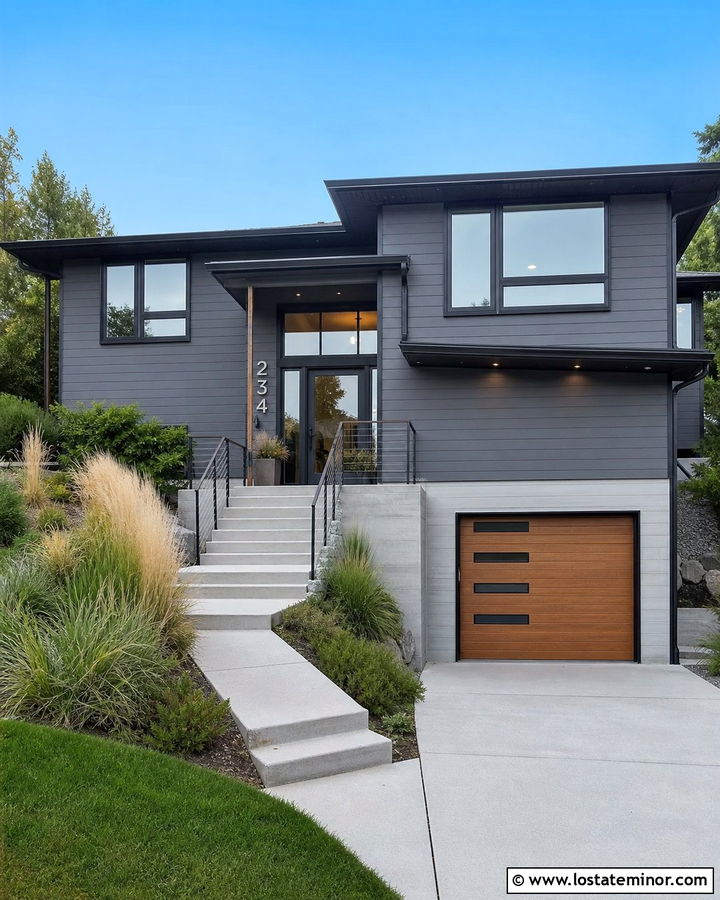 Charcoal Grey House With Stainless Steel Numbers - 30 Charcoal Grey House Design With House Numbers Ideas