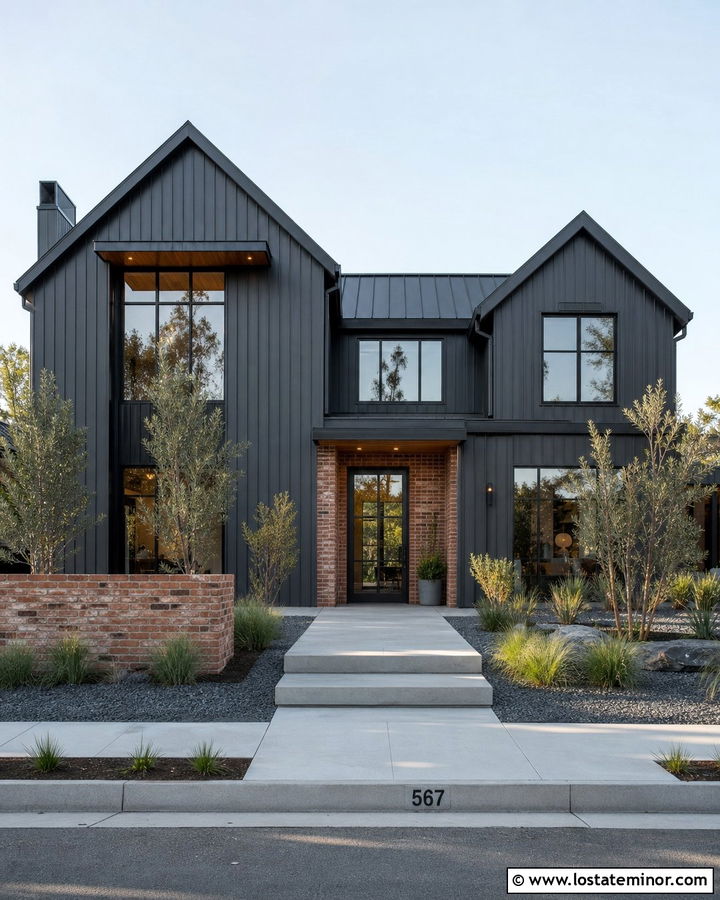 Charcoal Grey House With Steel Window Frames - 30 Charcoal Grey House Design With Window Frames Ideas