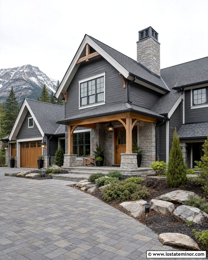 Charcoal Grey House With Stone And Slate Shingles - 30 Charcoal Grey House Design With Shingles Ideas