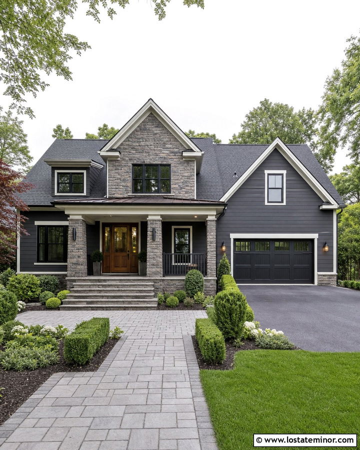 Charcoal Grey House With Stone Gables - 30 Charcoal Grey House Design With Gables Ideas