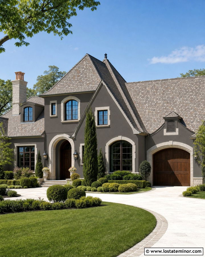 Charcoal Grey House With Stone Window Trim - 30 Charcoal Grey House Design With Window Frames Ideas