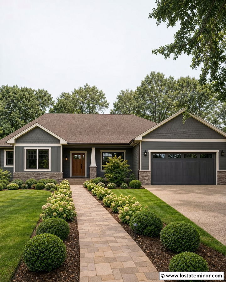 Charcoal Grey House With Tan Paver Walkway - 30 Charcoal Grey House Design With Walkway Ideas