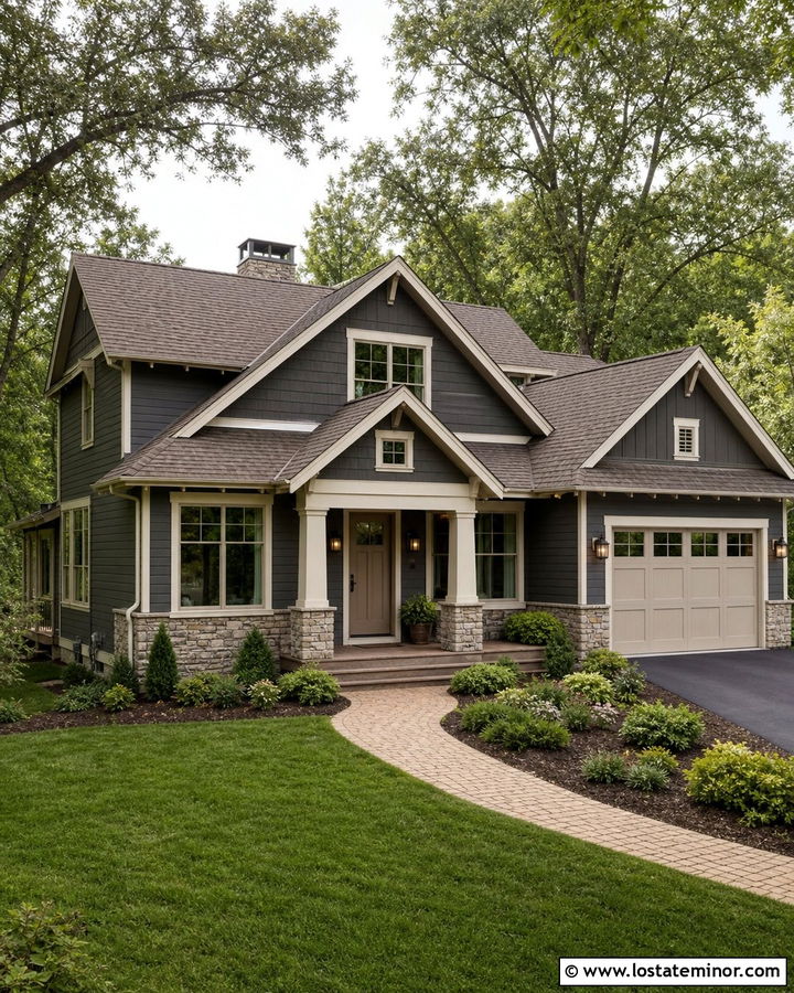 Charcoal Grey House With Taupe Entry Door - 30 Charcoal Grey House Design With Entry Door Ideas