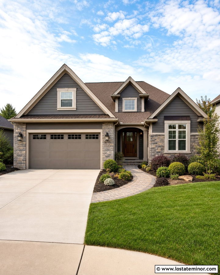 Charcoal Grey House With Taupe Garage Door - 30 Charcoal Grey House Design With Garage Door Ideas