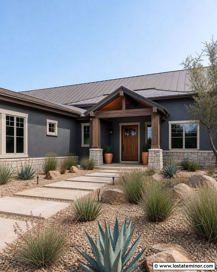 Charcoal Grey House With Terracotta Porch Ceiling - 30 Charcoal Grey House Design With Porch Ceiling Ideas