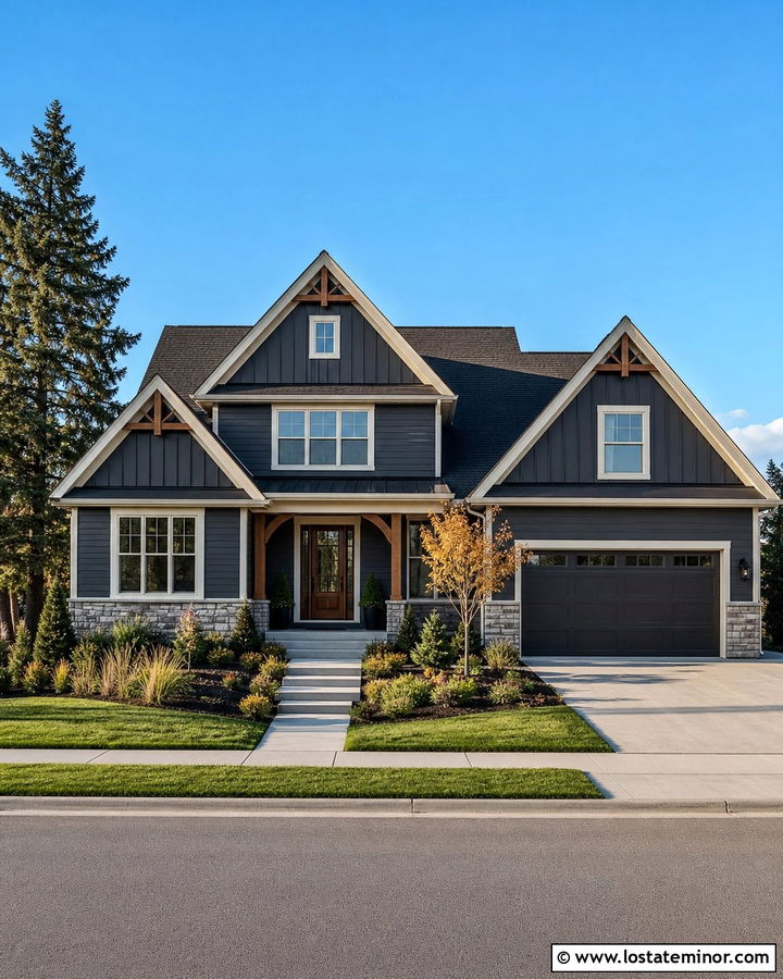 Charcoal Grey House With Three Gables - 30 Charcoal Grey House Design With Gables Ideas