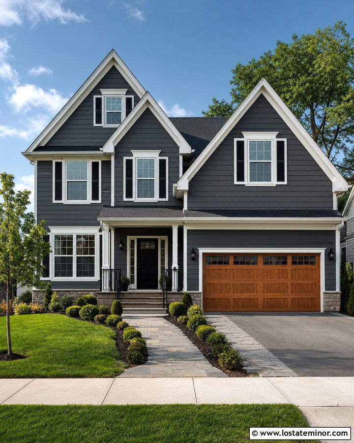 Charcoal Grey House With Two Tone Shutters - 30 Charcoal Grey House Design With Shutters Ideas