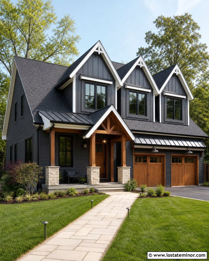 Charcoal Grey House With Wall Dormers - 30 Charcoal Grey House Design With Dormers Ideas