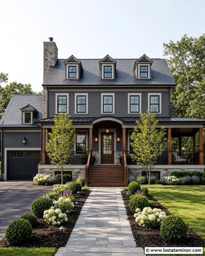 Charcoal Grey House With Walnut Deck - 30 Charcoal Grey House Design With Deck Ideas