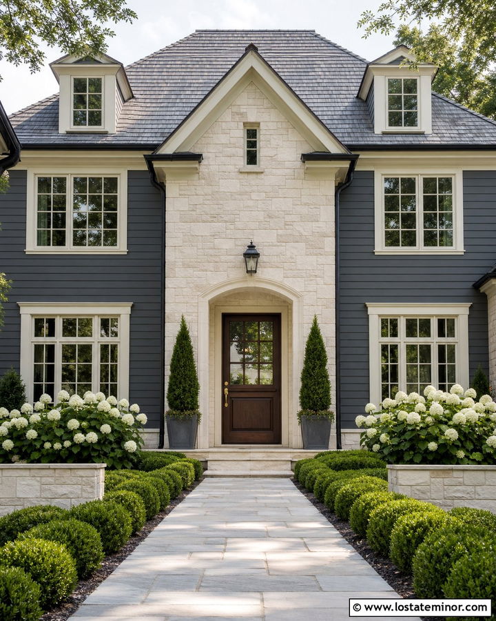 Charcoal Grey House With Walnut Dutch Door - 30 Charcoal Grey House Design With Dutch Door Ideas