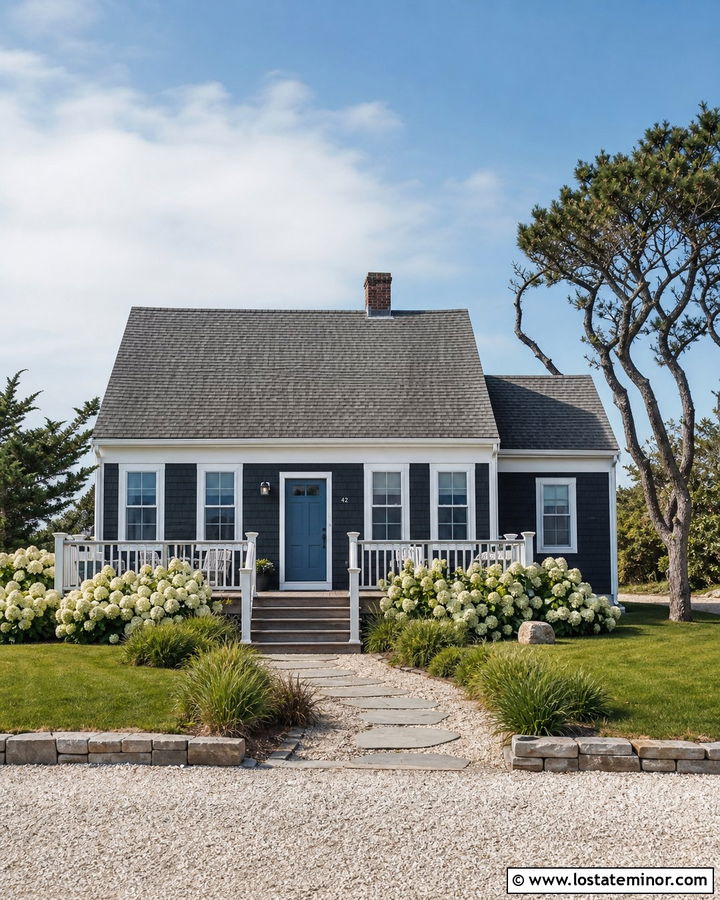 Charcoal Grey House With Weathered Wood Deck - 30 Charcoal Grey House Design With Deck Ideas