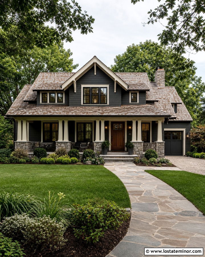 Charcoal Grey House With Weathered Wood Roof - 30 Charcoal Grey House Design With Roof Ideas