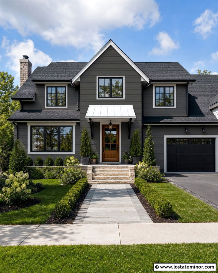 Charcoal Grey House With White Awning - 30 Charcoal Grey House Design With Awning Ideas