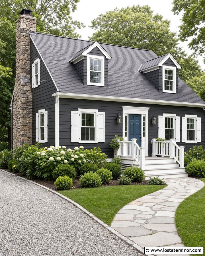 Charcoal Grey House With White Shutters - 30 Charcoal Grey House Design With Accents Ideas