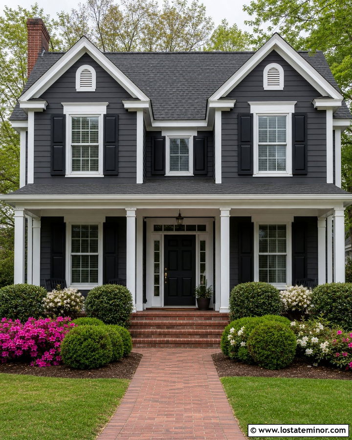 Charcoal Grey House With White Trim Dormers - 30 Charcoal Grey House Design With Dormers Ideas