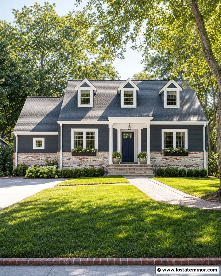 Charcoal Grey House With Whitewashed Brick Wainscoting - 30 Charcoal Grey House Design With Wainscoting Ideas