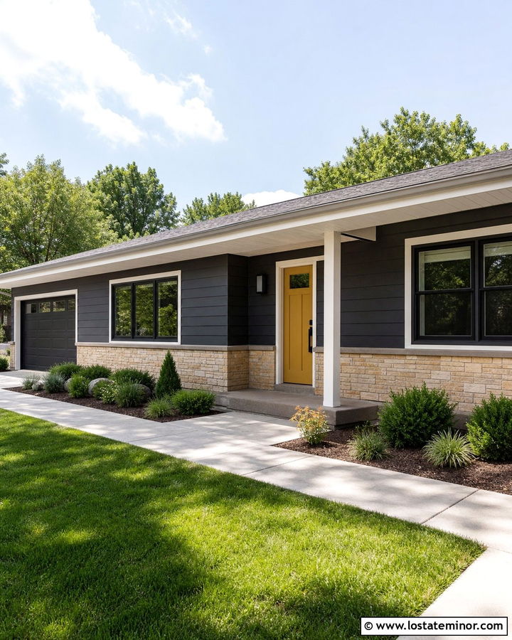 Charcoal Grey House With Yellow Front Door - 30 Charcoal Grey House Design With Accents Ideas