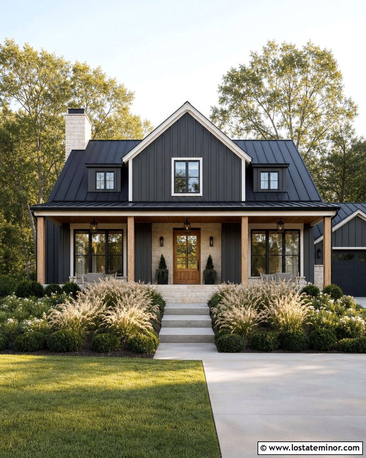 Charcoal Grey Modern Farmhouse Siding - 30 Charcoal Grey House Design With Siding Ideas