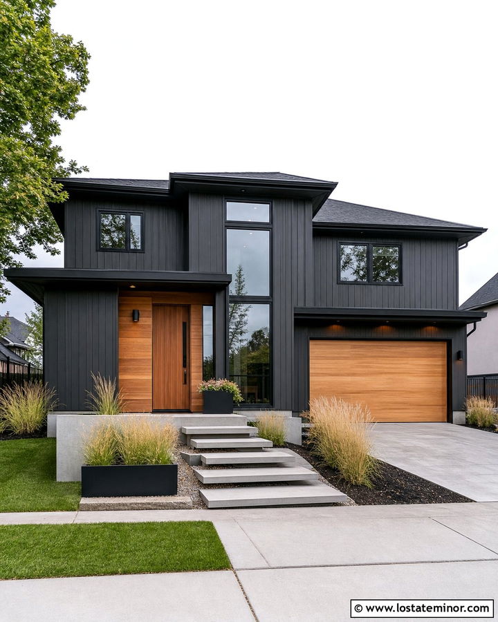 Charcoal Grey Modern House With Flat Shingles - 30 Charcoal Grey House Design With Shingles Ideas