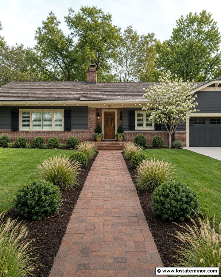 Charcoal Grey Ranch House With Brick Accents - 30 Charcoal Grey House Design With Brick Accents Ideas