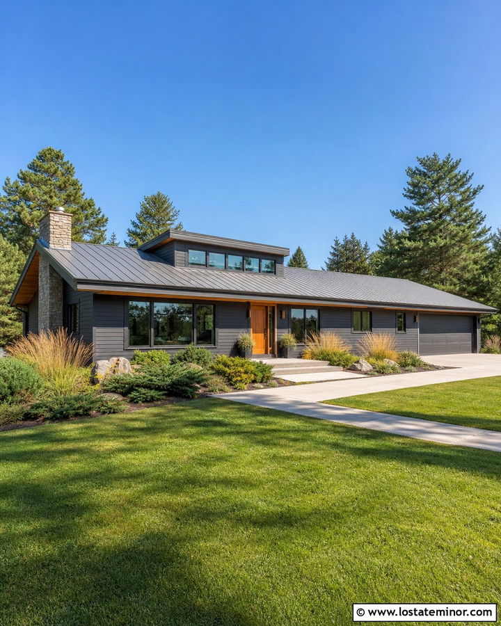 Charcoal Grey Ranch House With Shed Dormers - 30 Charcoal Grey House Design With Dormers Ideas