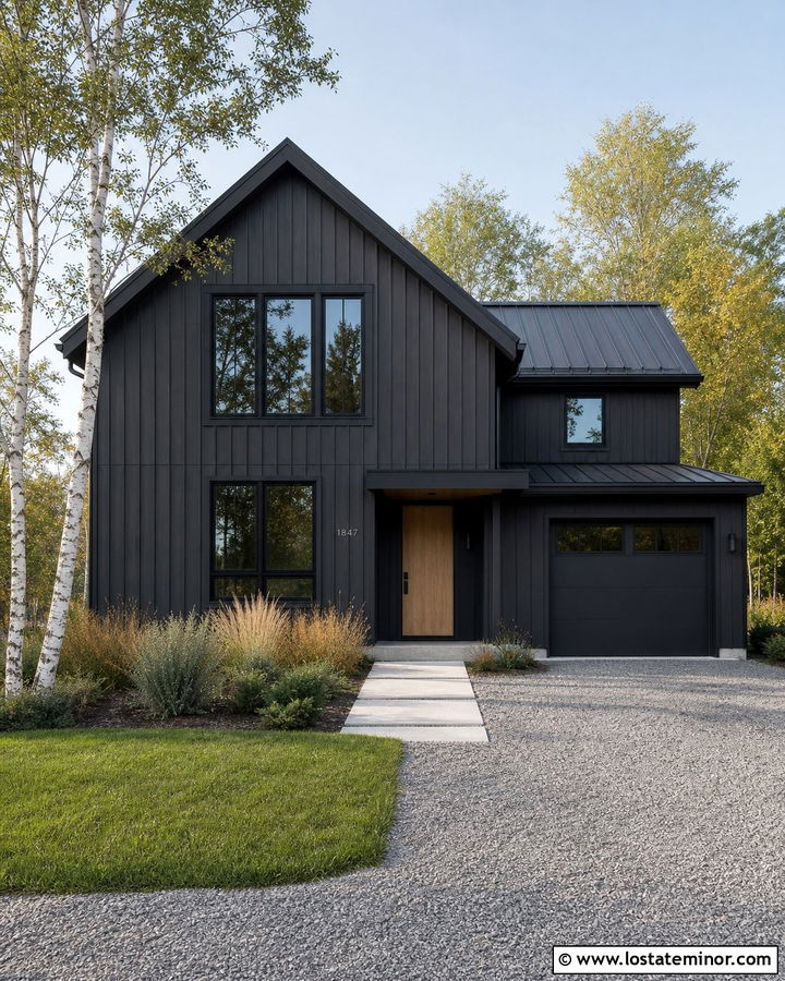 Charcoal Grey Scandinavian House With Simple Gables - 30 Charcoal Grey House Design With Gables Ideas