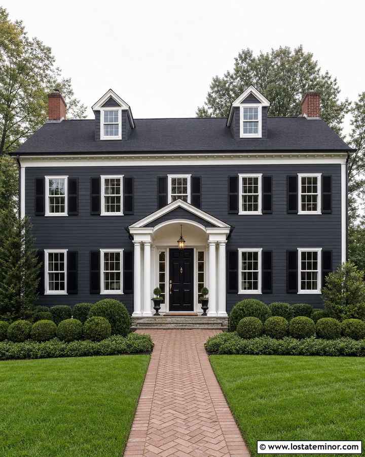 Charcoal Grey Siding With A Black Front Door - 30 Charcoal Grey House Design With Siding Ideas
