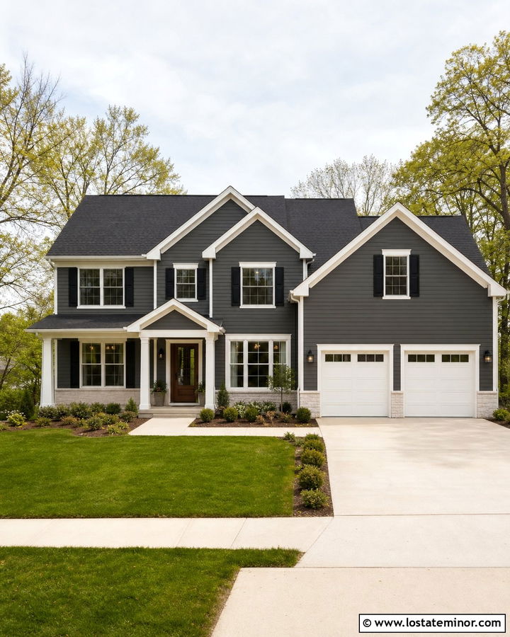 Charcoal Grey Siding With Black Roof Shingles - 30 Charcoal Grey House Design With Siding Ideas