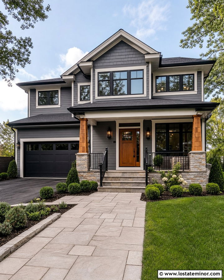 Charcoal Grey Siding With Black Windows - 30 Charcoal Grey House Design With Accents Ideas