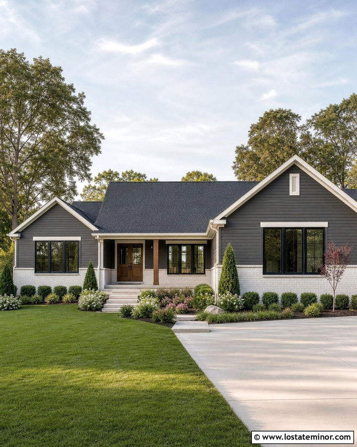Charcoal Grey Siding With White Brick - 30 Charcoal Grey House Design With Siding Ideas