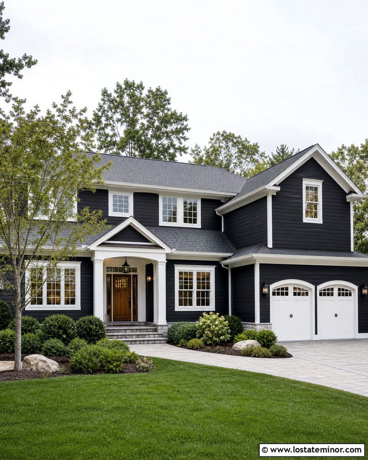 Charcoal Grey Siding With White Trim - 30 Charcoal Grey House Design With Siding Ideas